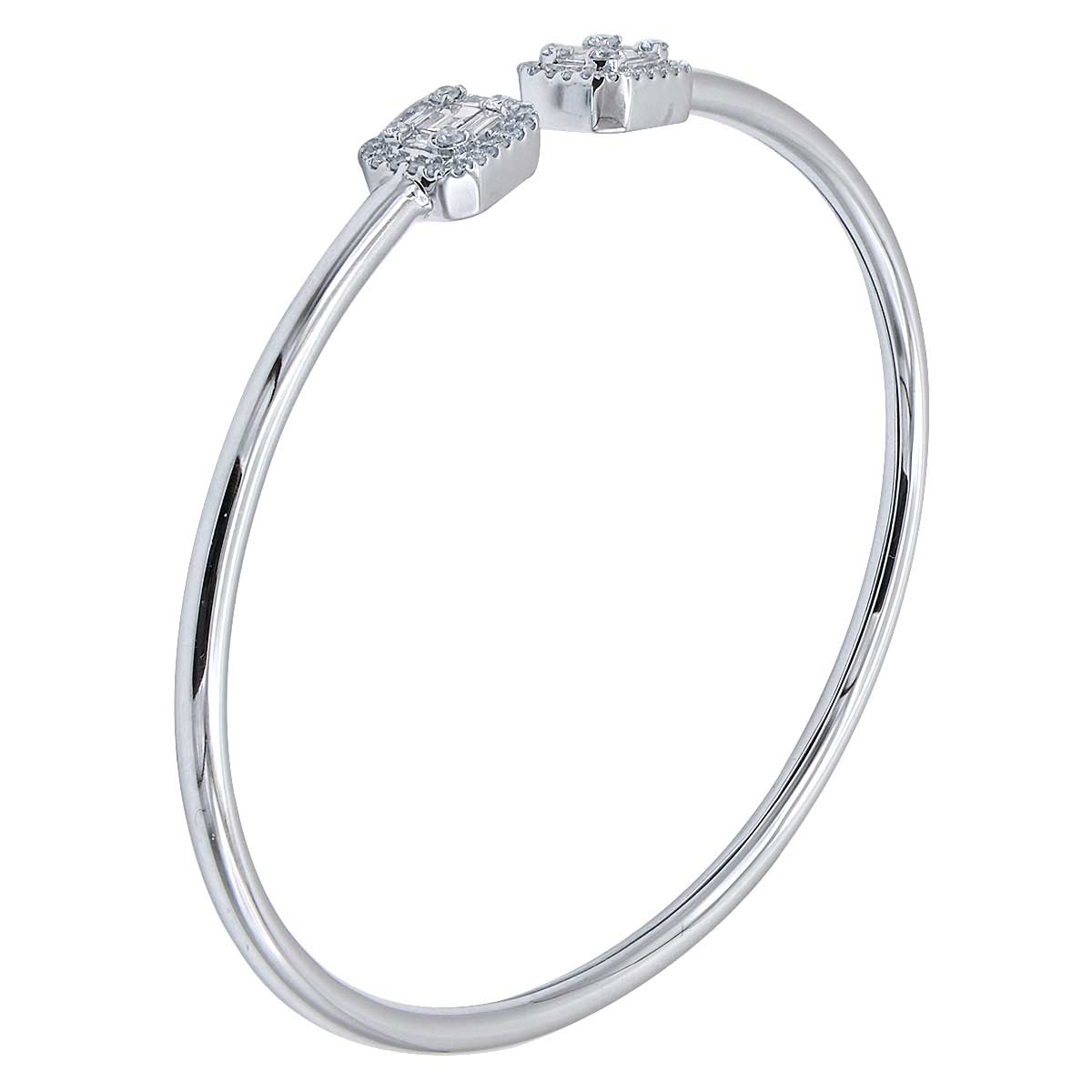 18K White Gold Baguette Illusion Bangle, 0.75ct
