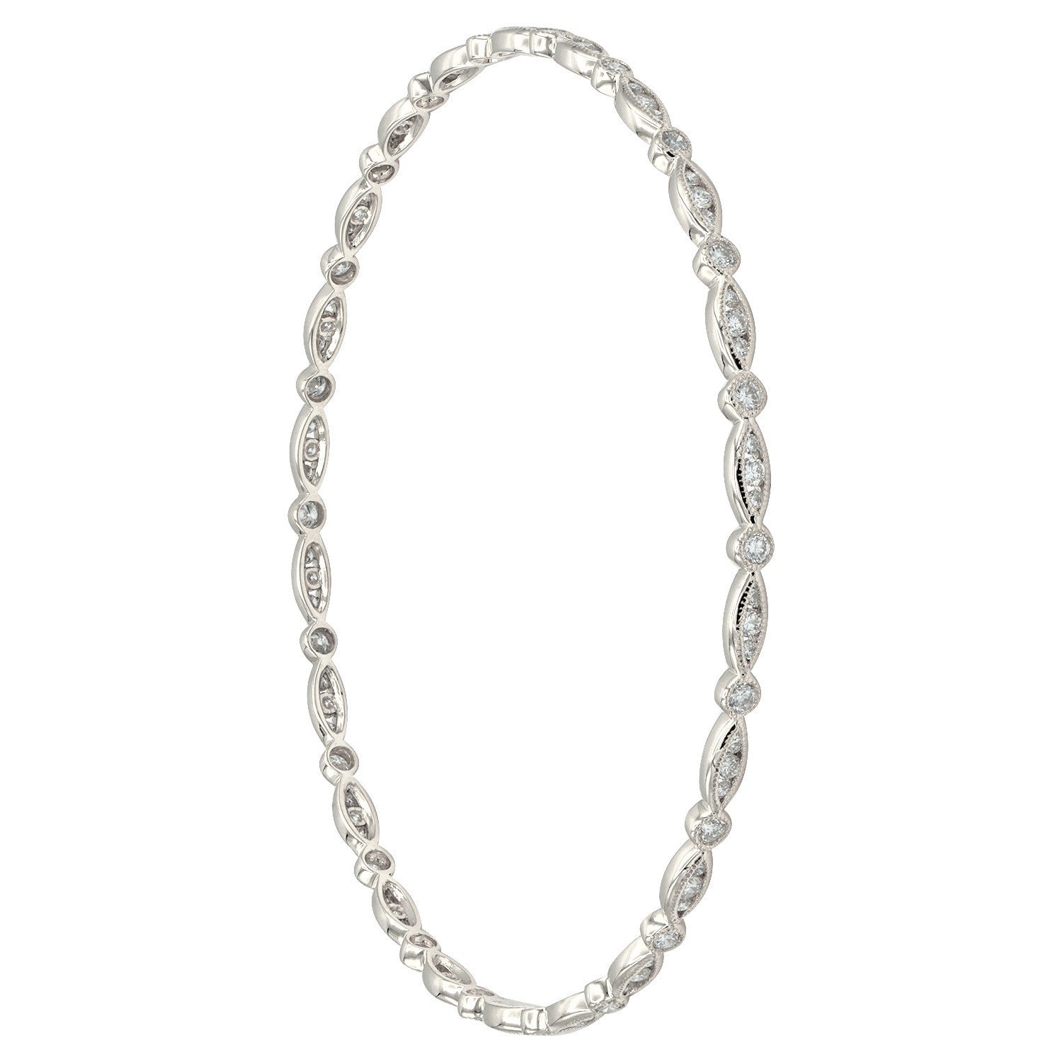 18K White Gold Diamond Bangle, 1.55ct