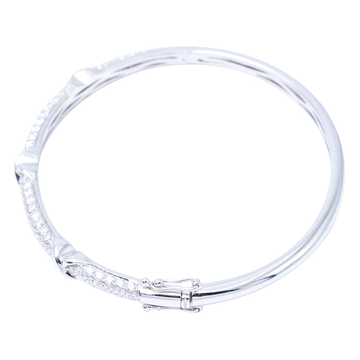 18K White Gold Diamond Bangle, 1.93ct