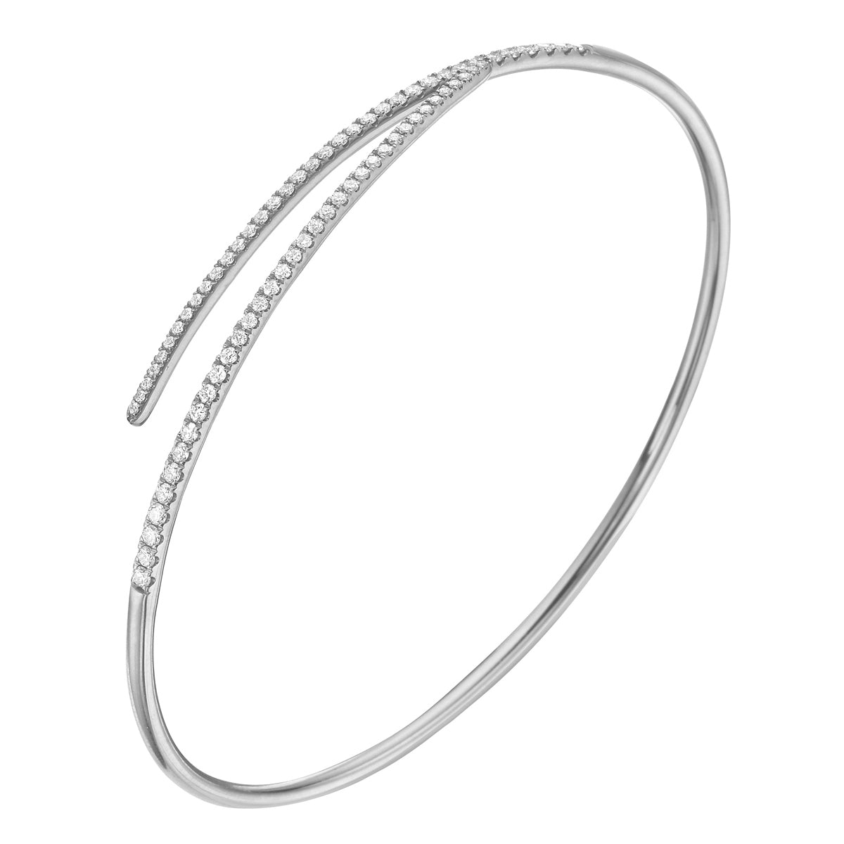 18K White Gold Diamond Bangle, 0.6ct
