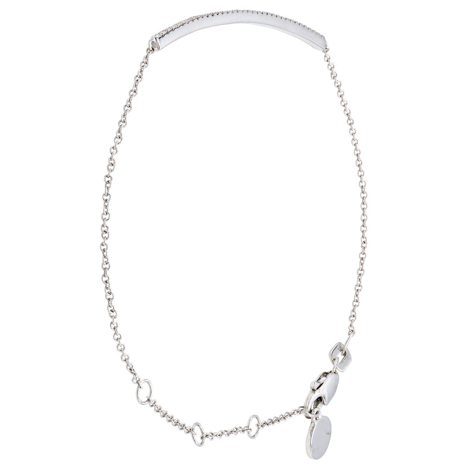14K White Gold Diamond Bar Bracelet - Small, 0.15ct