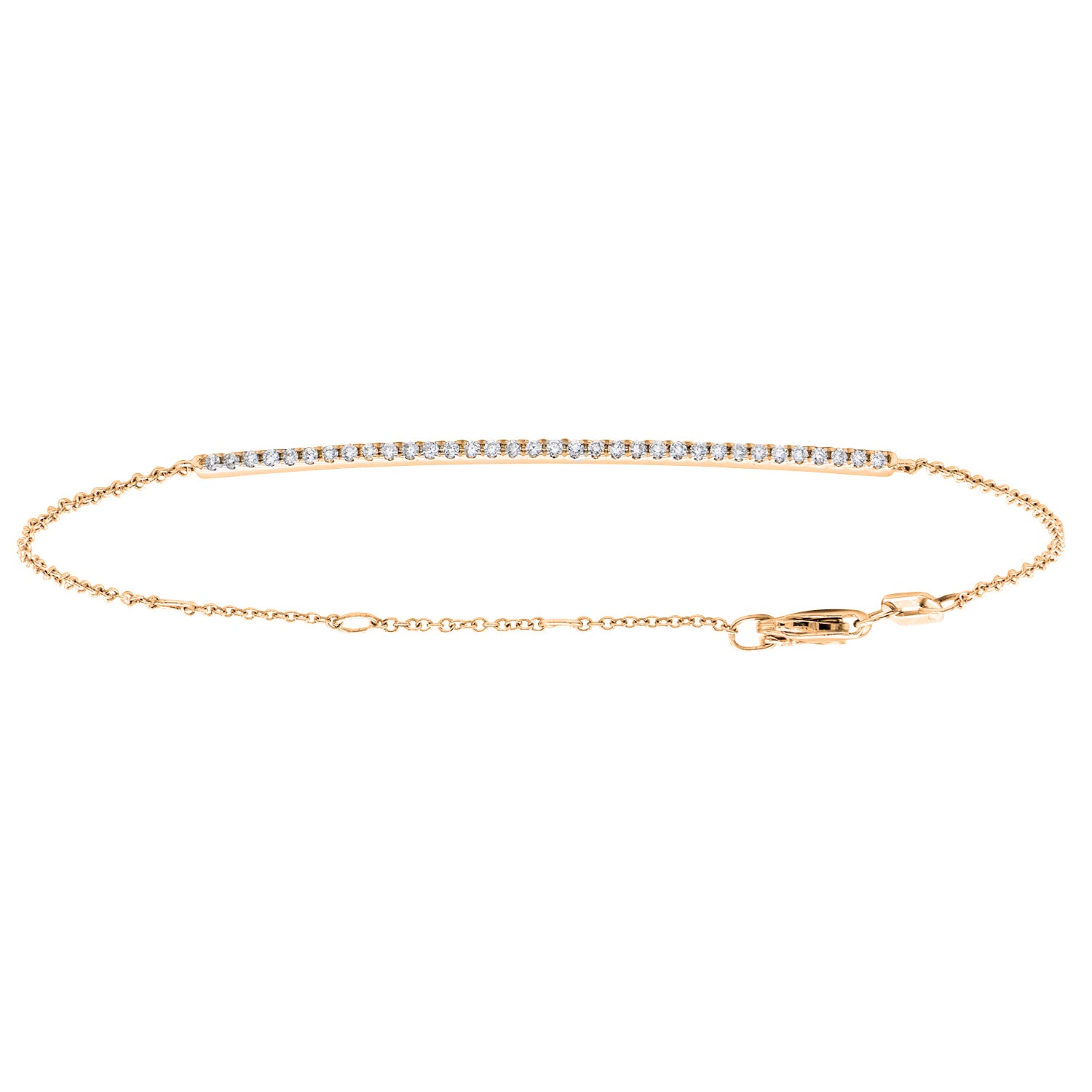 14K Rose Gold Diamond Bar Bracelet - Small