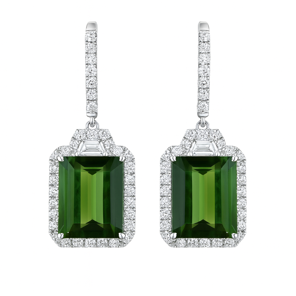 CE055512 - Earrings 18KW/6.8G 2TOUR-9.97CT 2TRAP-0.22CT 70RD-0.98CT