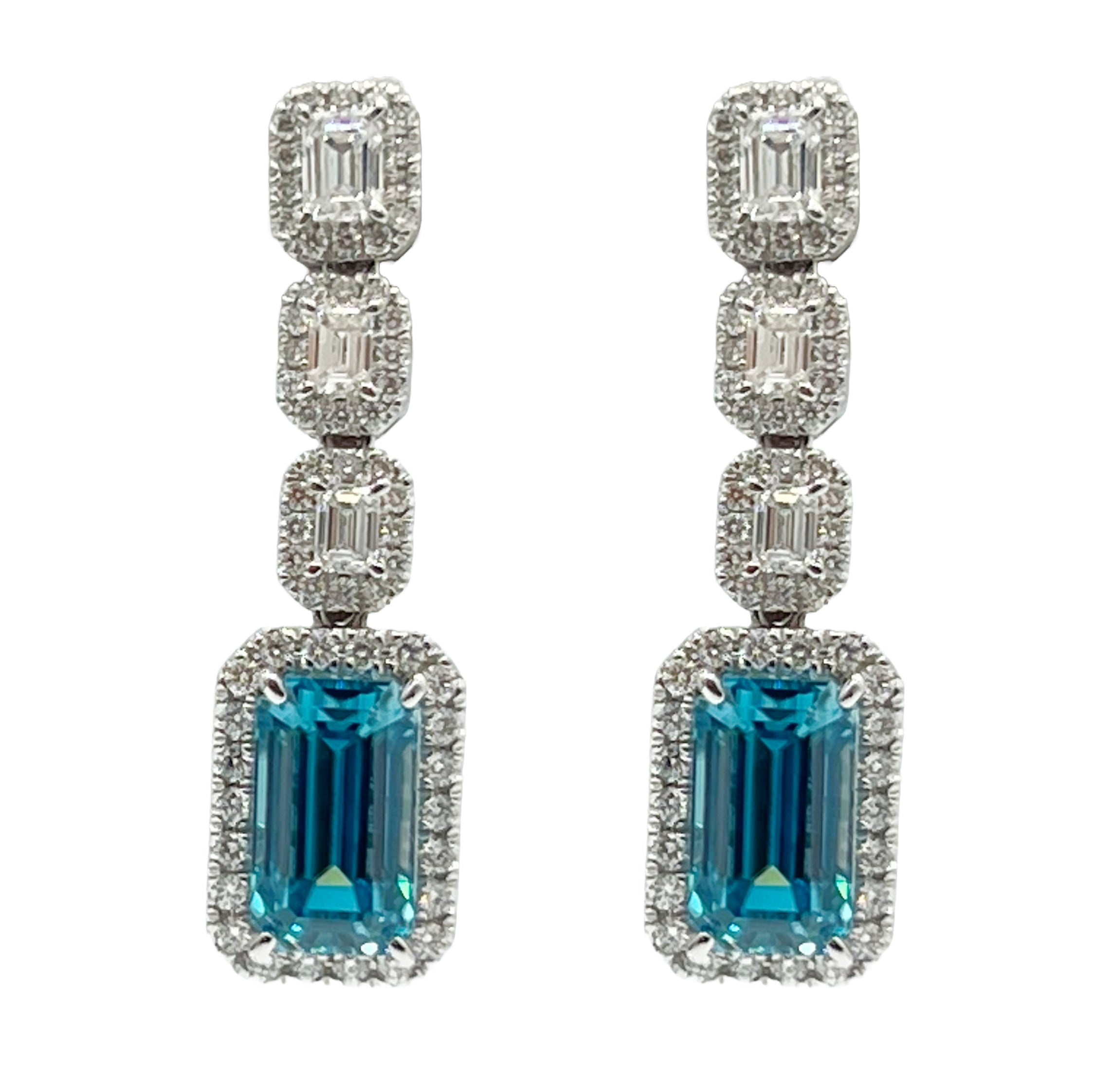 CE055581-BZ - Earrings 18KW/8.2G 2B.ZIRCON-9.10CT 6EMER-1CT 120RD-0.82CT