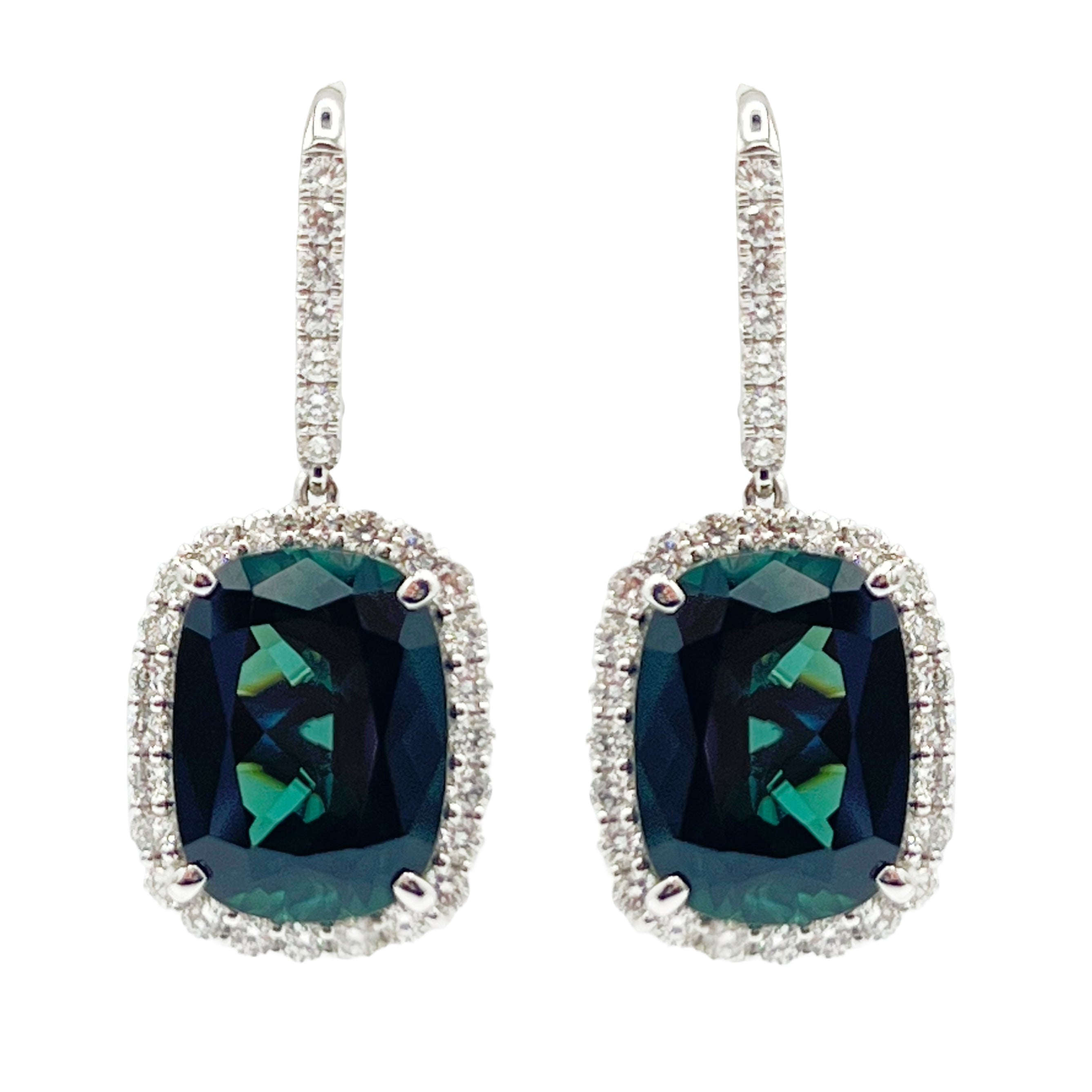 CE055596-BT - Earrings 18KW/5.3G 2TOURM-13.45CT 62RD-1.35CT