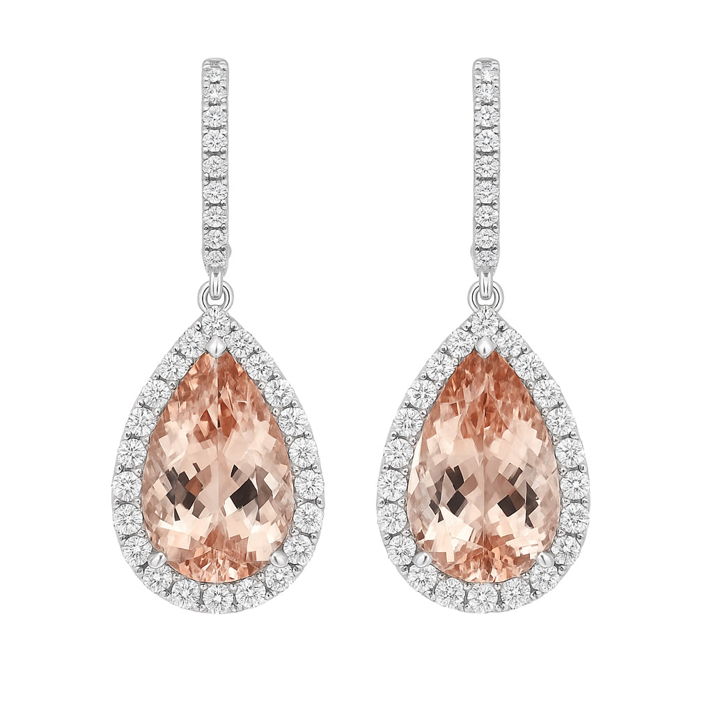 CE056078-M - Earrings 18KW/6.2G 2MORG-6.75CT 58RD-1.67CT