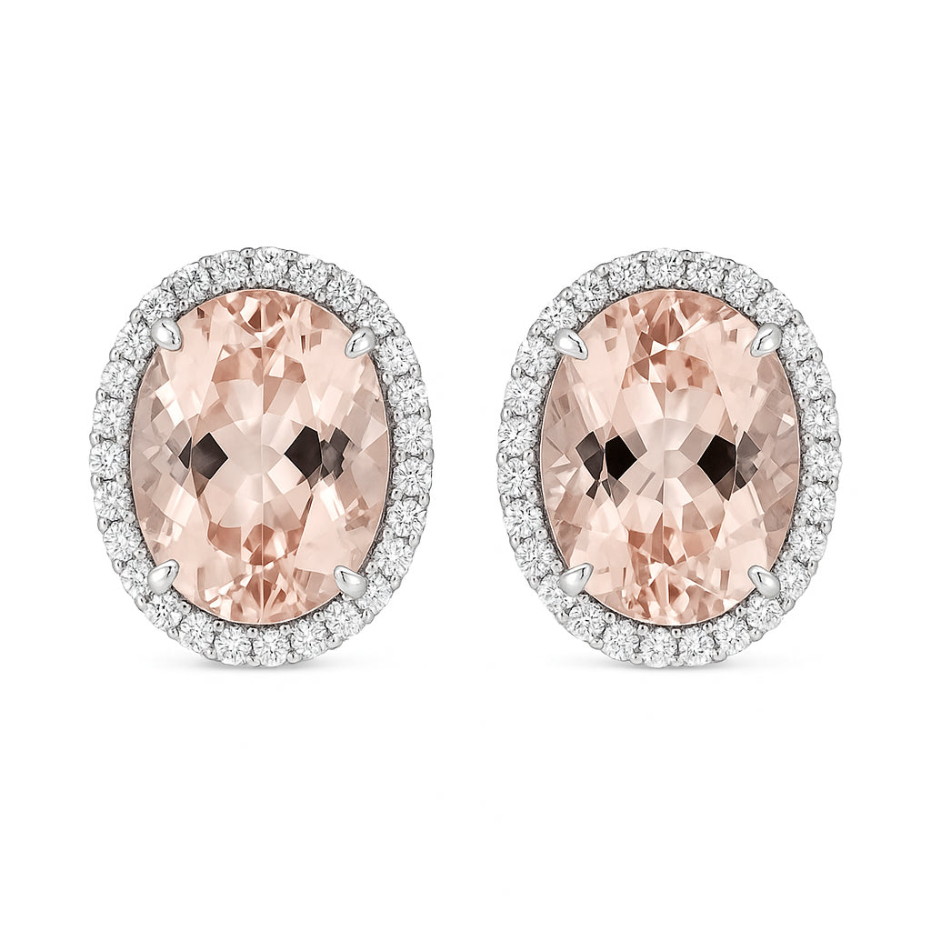 CE056190-M - Earrings 18KW/5.9G 2MORG-12.36CT 48RD-0.83CT