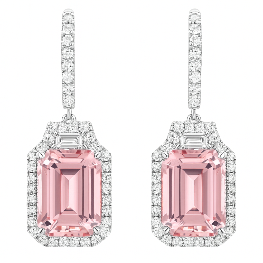 CE056512-PT - Earrings 18KW/5.7G 2P.ToUR-9.06CT 2TRAP-0.37CT 68RD-0.95CT