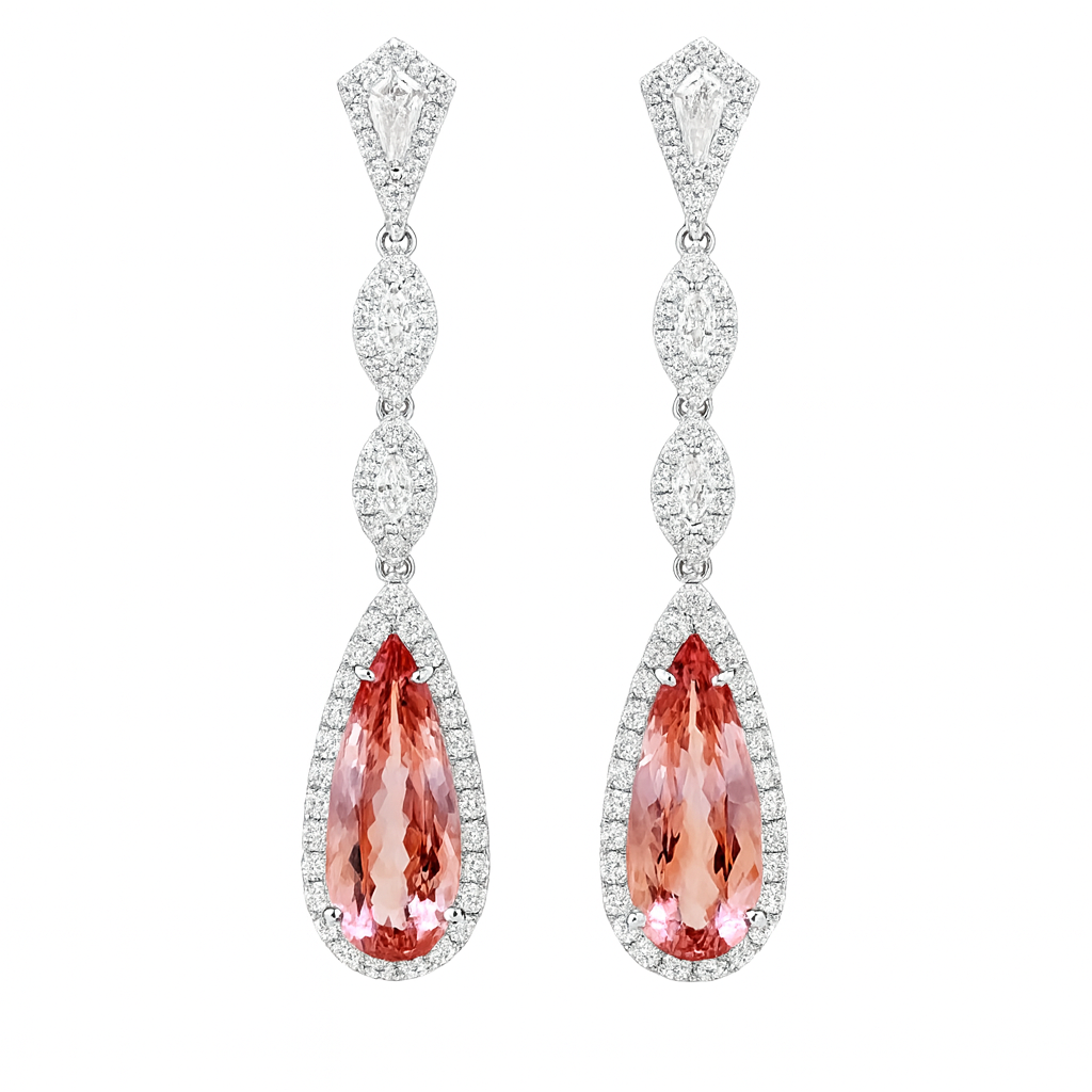 CE056514-PT - Earrings 18KW/7.2G 2P.TOUR-9.06CT 6FAN-0.52CT 120RD--0.30CT