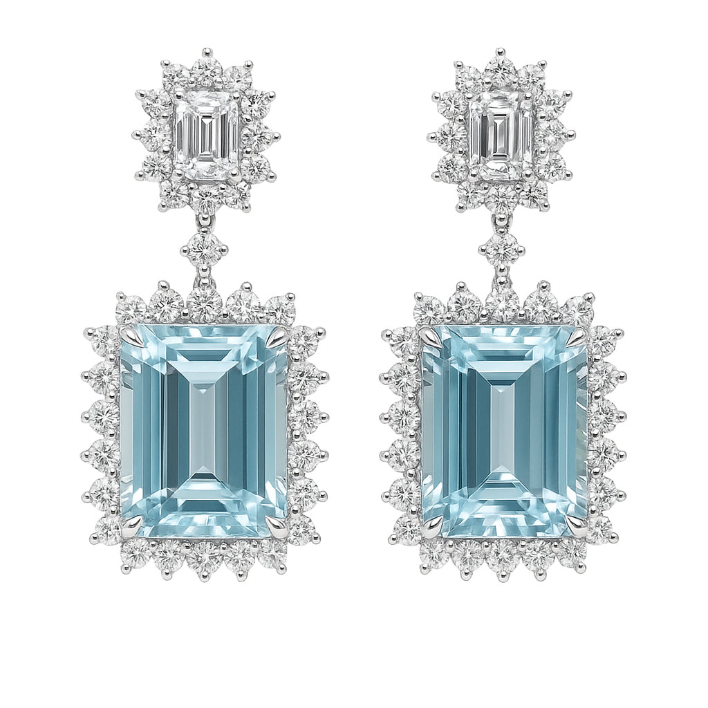 CE056599-AQ - Earrings 18KW/6.3G 2AQUA-8.01CT 2EC-0.66CT 70RD-1.13CT