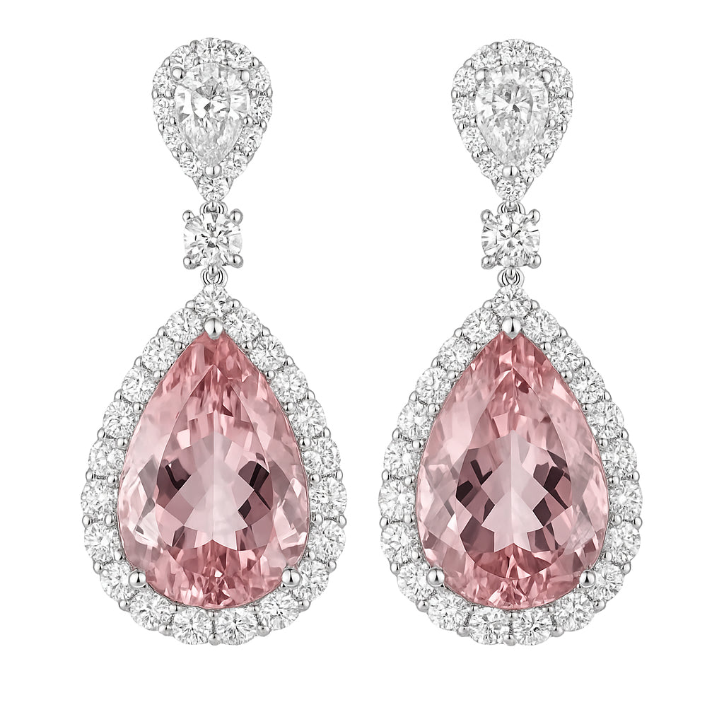 CE056623-PT - Earrings 18KW/6.2G 2P.TOUR-8.04CT 2PR-0.40CT 66RD-1.95CT