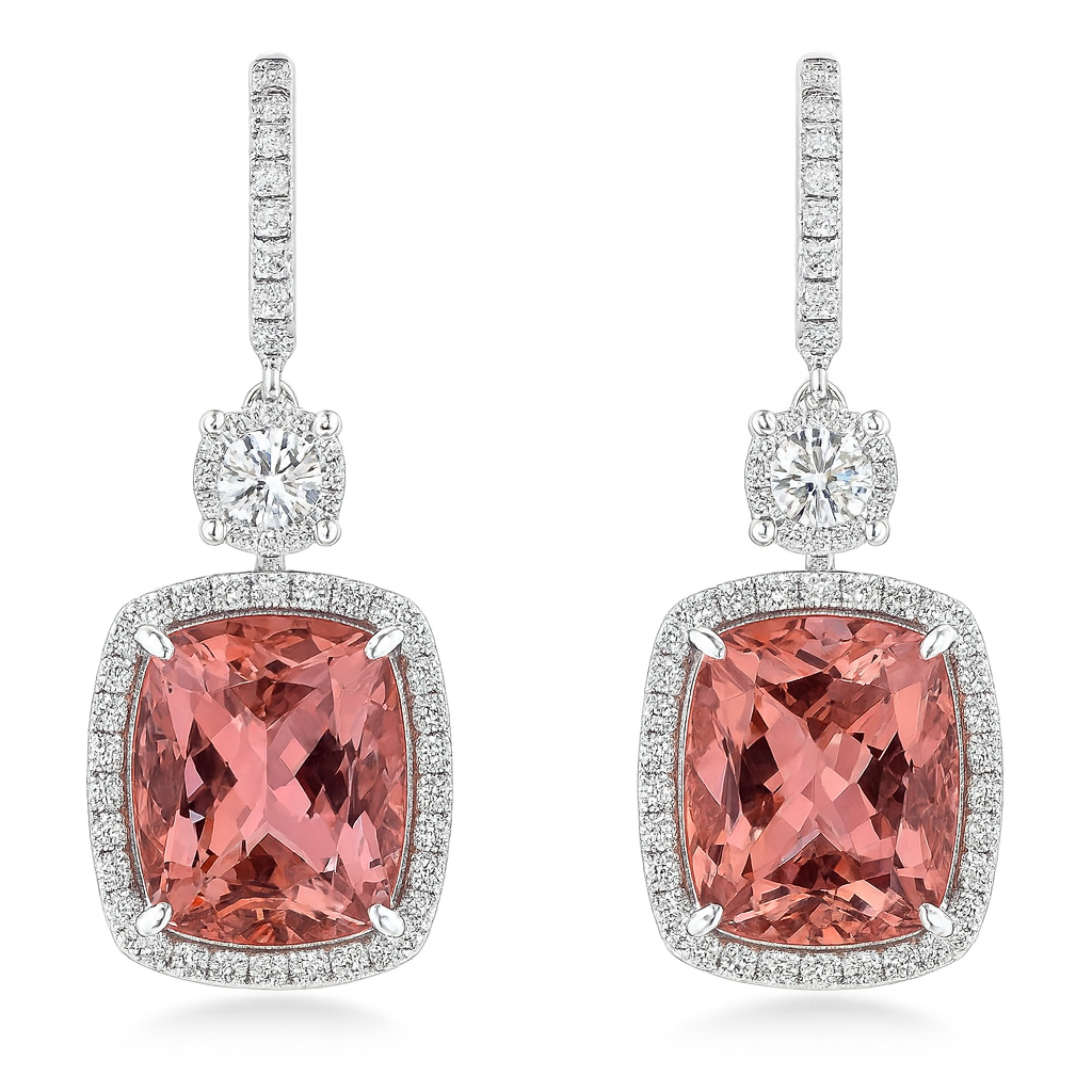18K White Gold Oval Tourmaline Earrings, 27.82ct