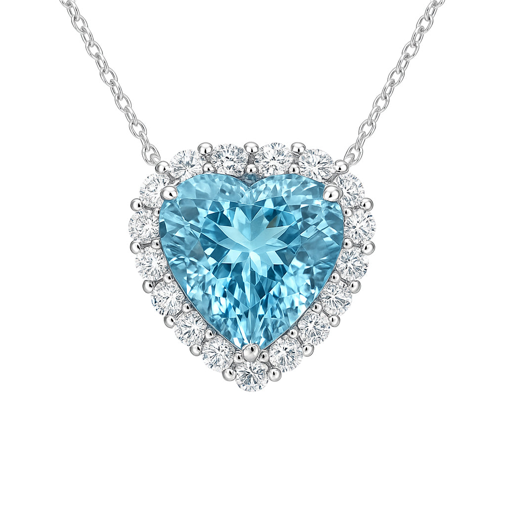CN055883-AQ - Necklace 18KW/3.6G 1AQUA-7.37CT 22RD-0.69CT