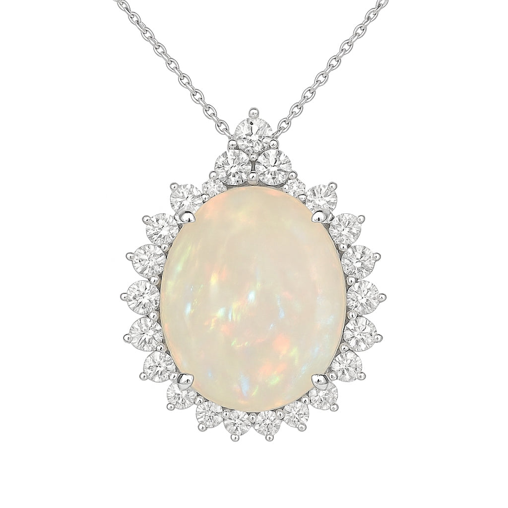 CP055576-O - Pendant 18KW/3.3G 1OPAL-11.09CT 25RD-1.45CT