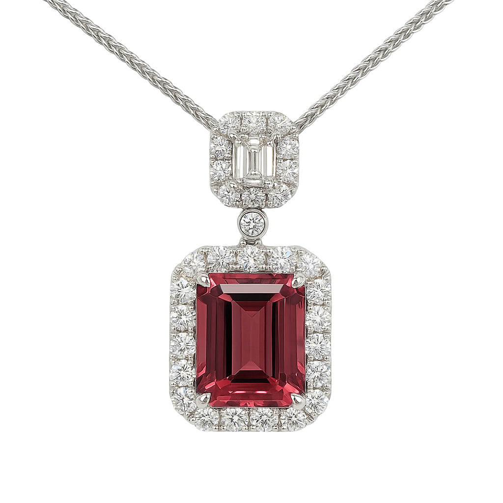 Handmade 18K White Gold Tourmaline Pendant, 2.69ct