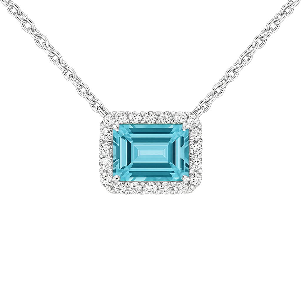 CP055710-AQ - Necklace 14KW/2.2G 1AQUA-4.40CT 32RD-0.28CT
