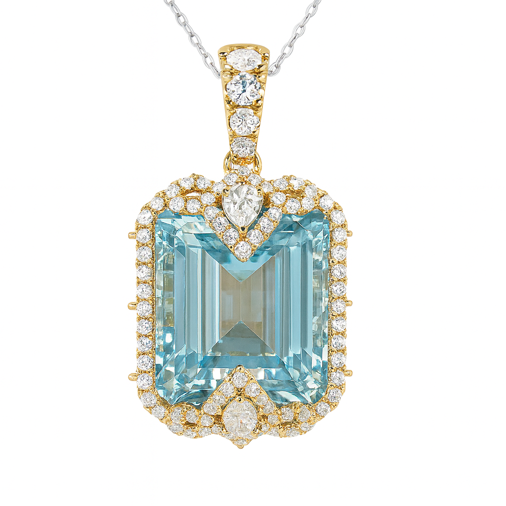 CP055857-A - Pendant 18KY/13.4G 1AQ-29.46CT 2PR-0.31CT 90RD-1.68CT