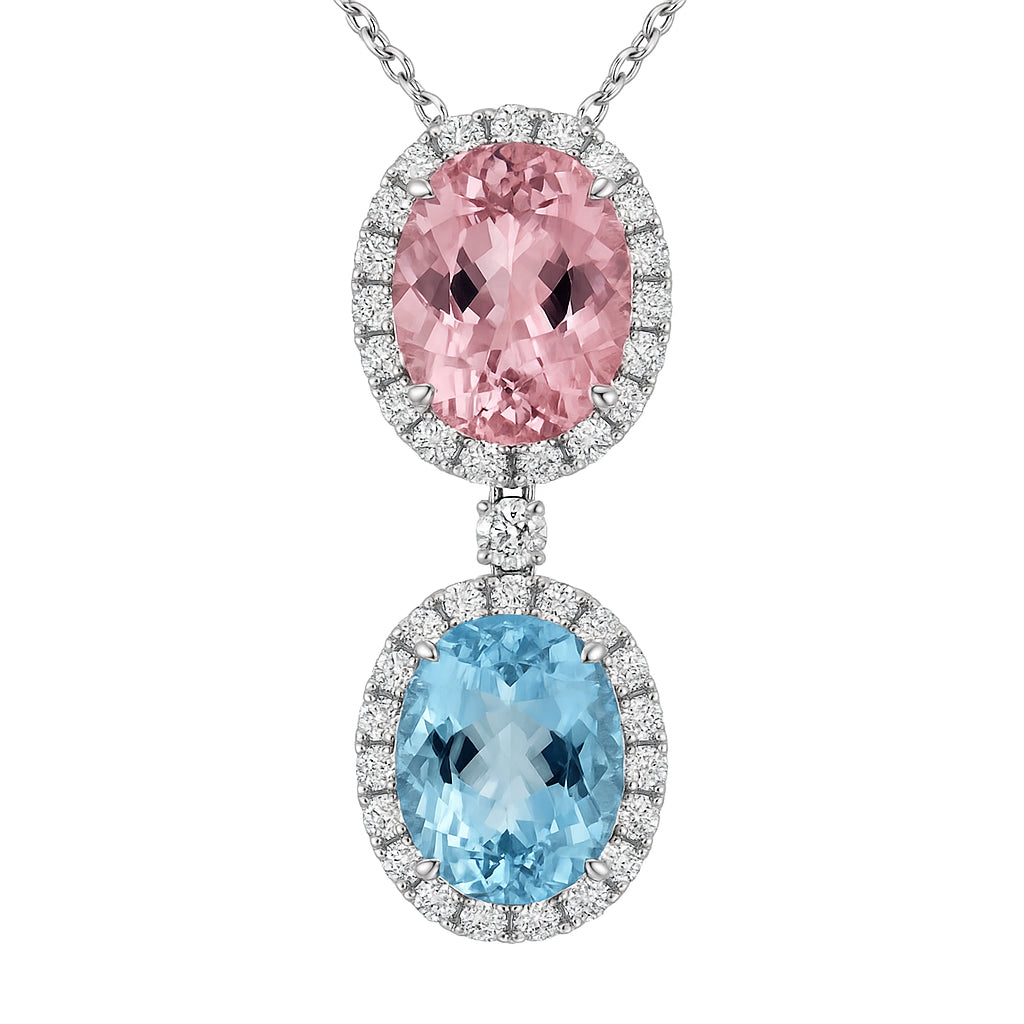 Handmade 18K White Gold Aquamarine Pendant, 7.43ct