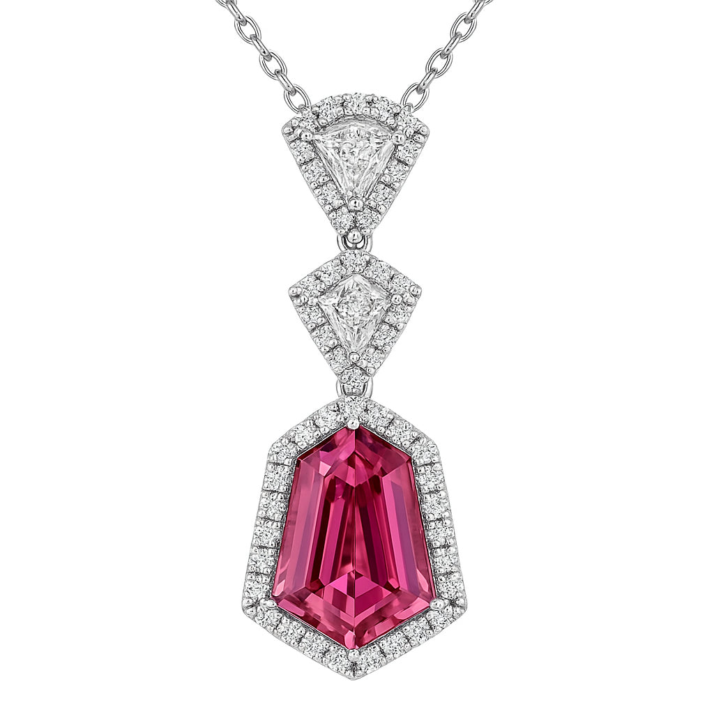 Handmade 18K White Gold Tourmaline Pendant, 5.72ct