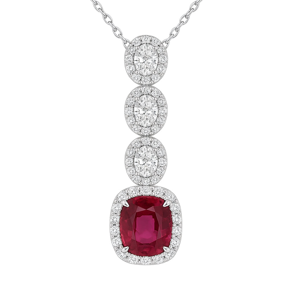 Handmade 18K White Gold Rubellite Pendant, 4.3ct