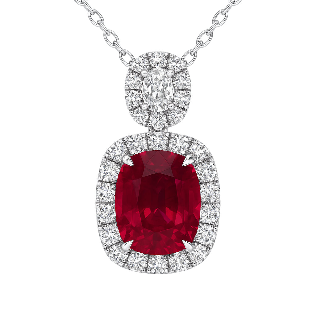 Handmade 18K White Gold Rubellite Pendant, 4.56ct