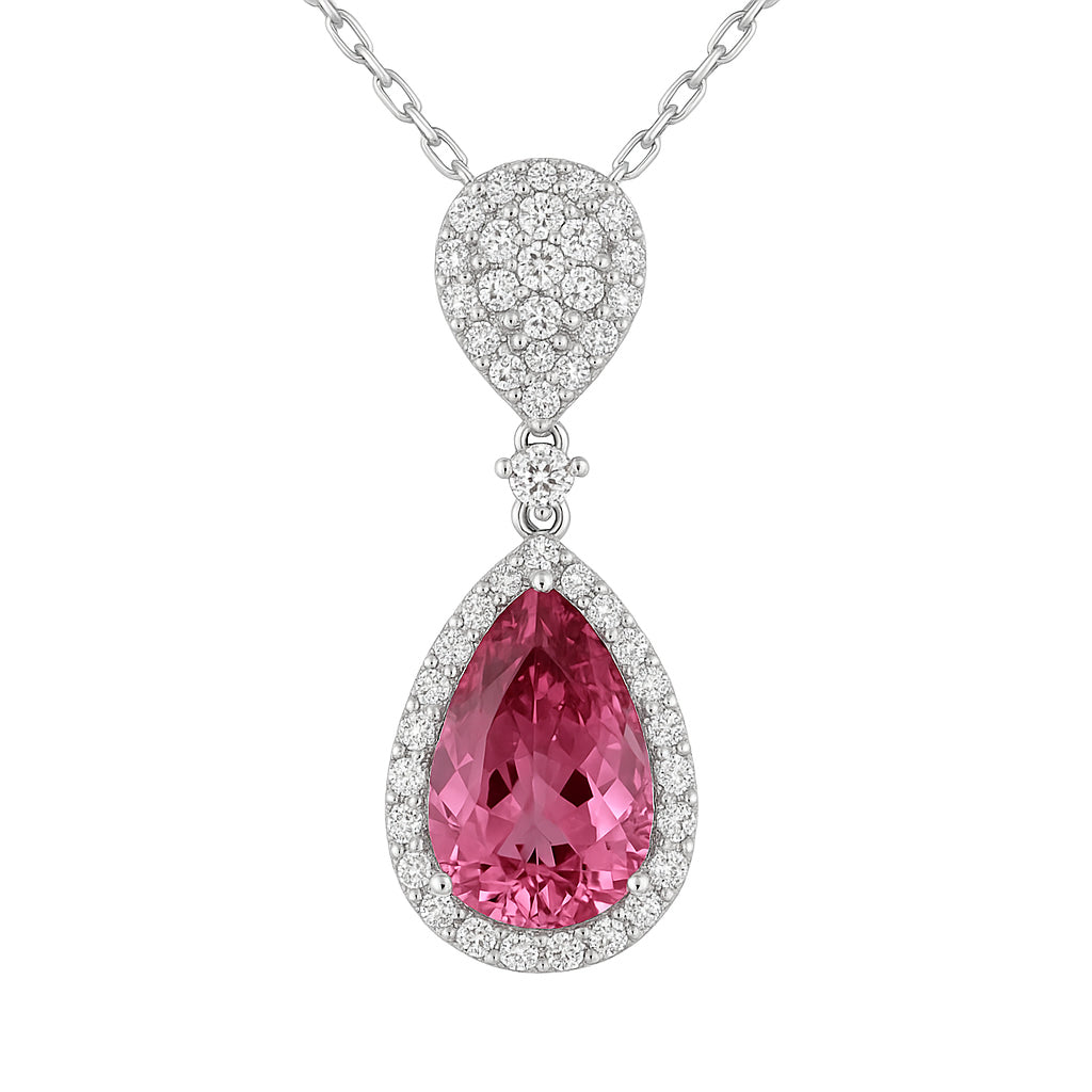 Handmade 18K White Gold Tourmaline Pendant, 4.10ct
