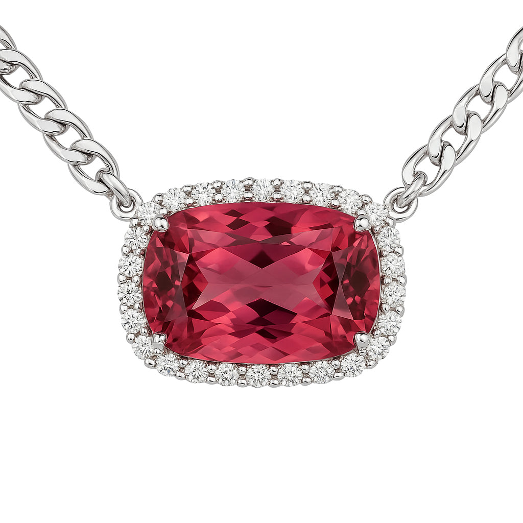 Handmade 14K White Gold Pink Tourmaline Pendant, 5.62ct