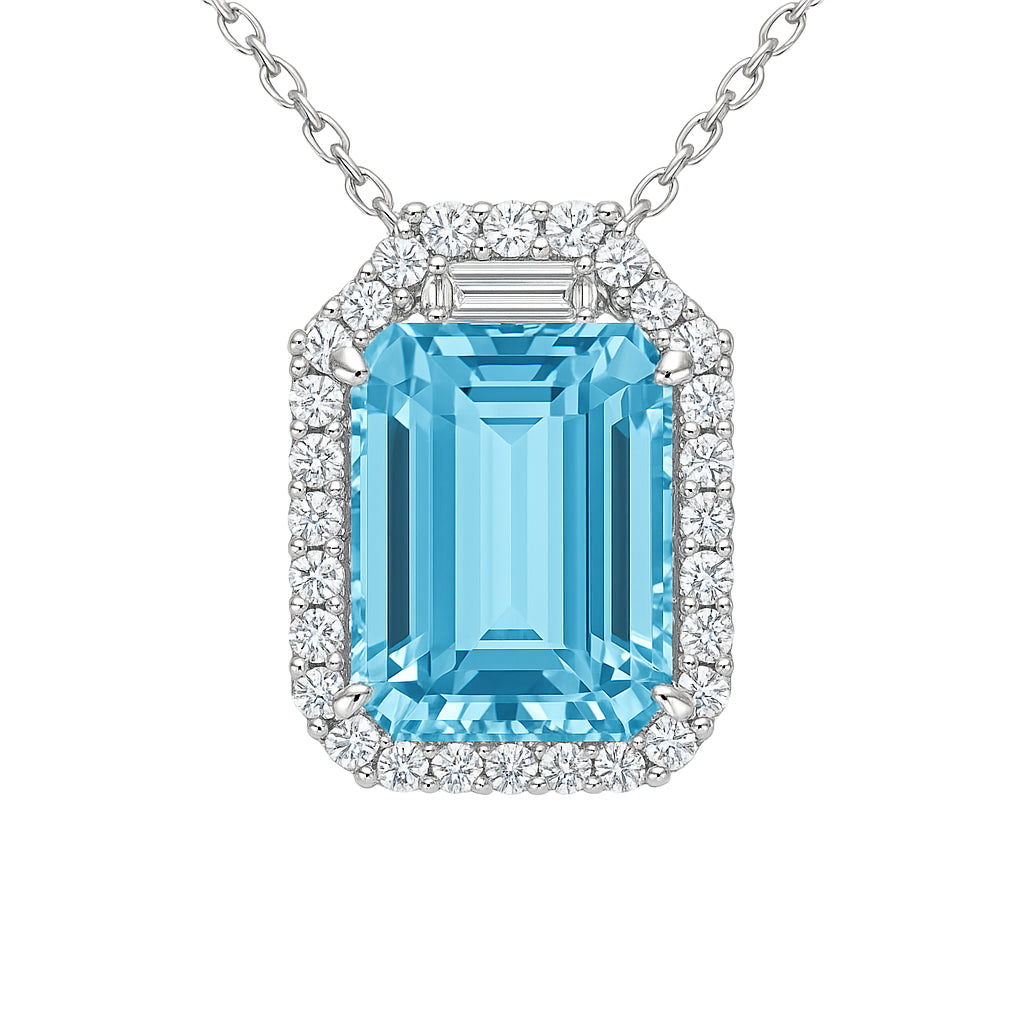 Handmade 18K White Gold Aquamarine Pendant, 5.91ct