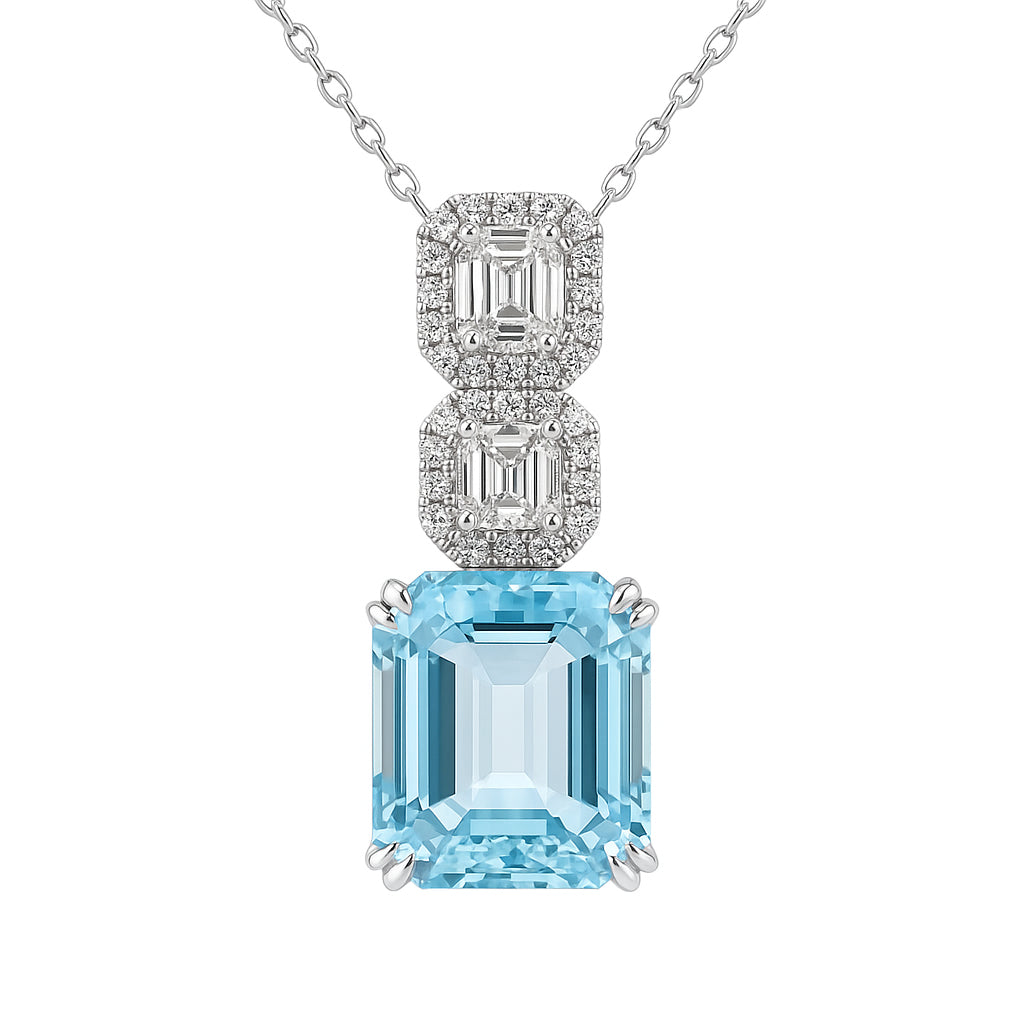 CP056609-AQ - Pendant 18KW/2.8G 1AQUA-6.95CT 2EC-0.43CT 24RD-0.18CT