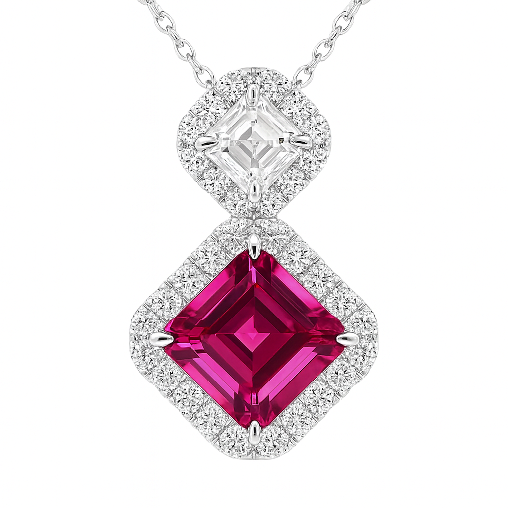 Handmade 18K White Gold Pink Tourmaline Pendant, 3.15ct