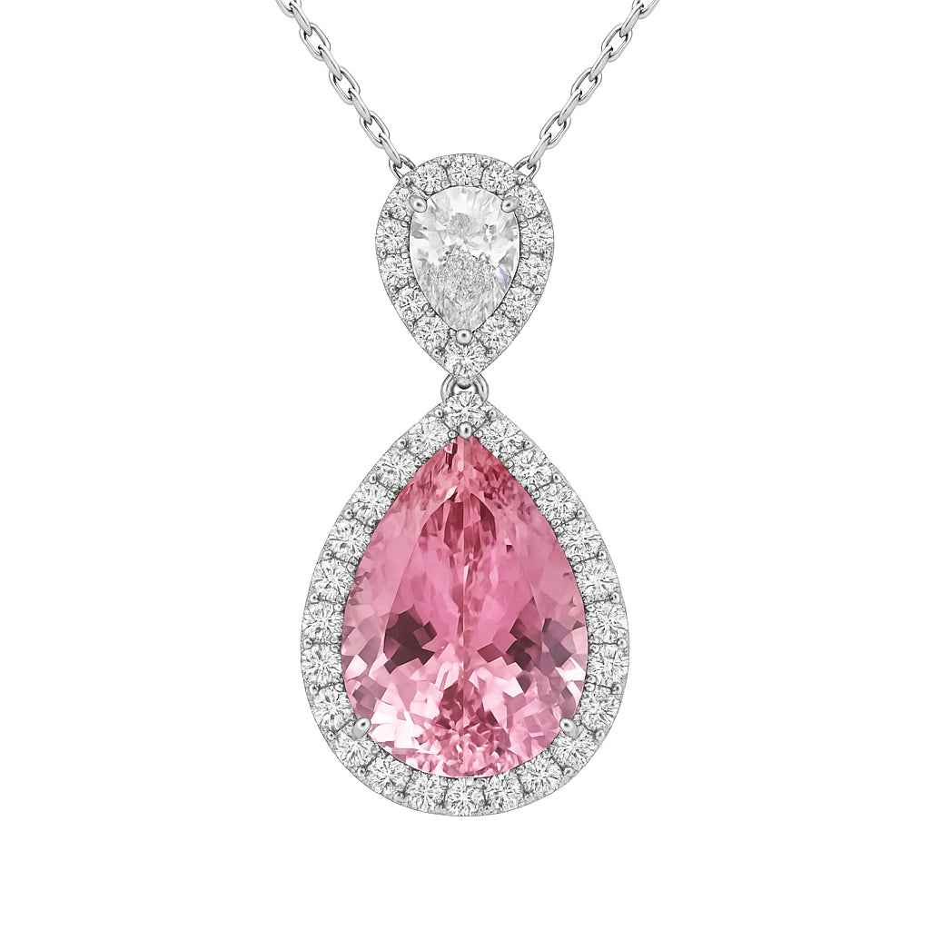 Handmade 18K White Gold Tourmaline Pendant, 8.54ct