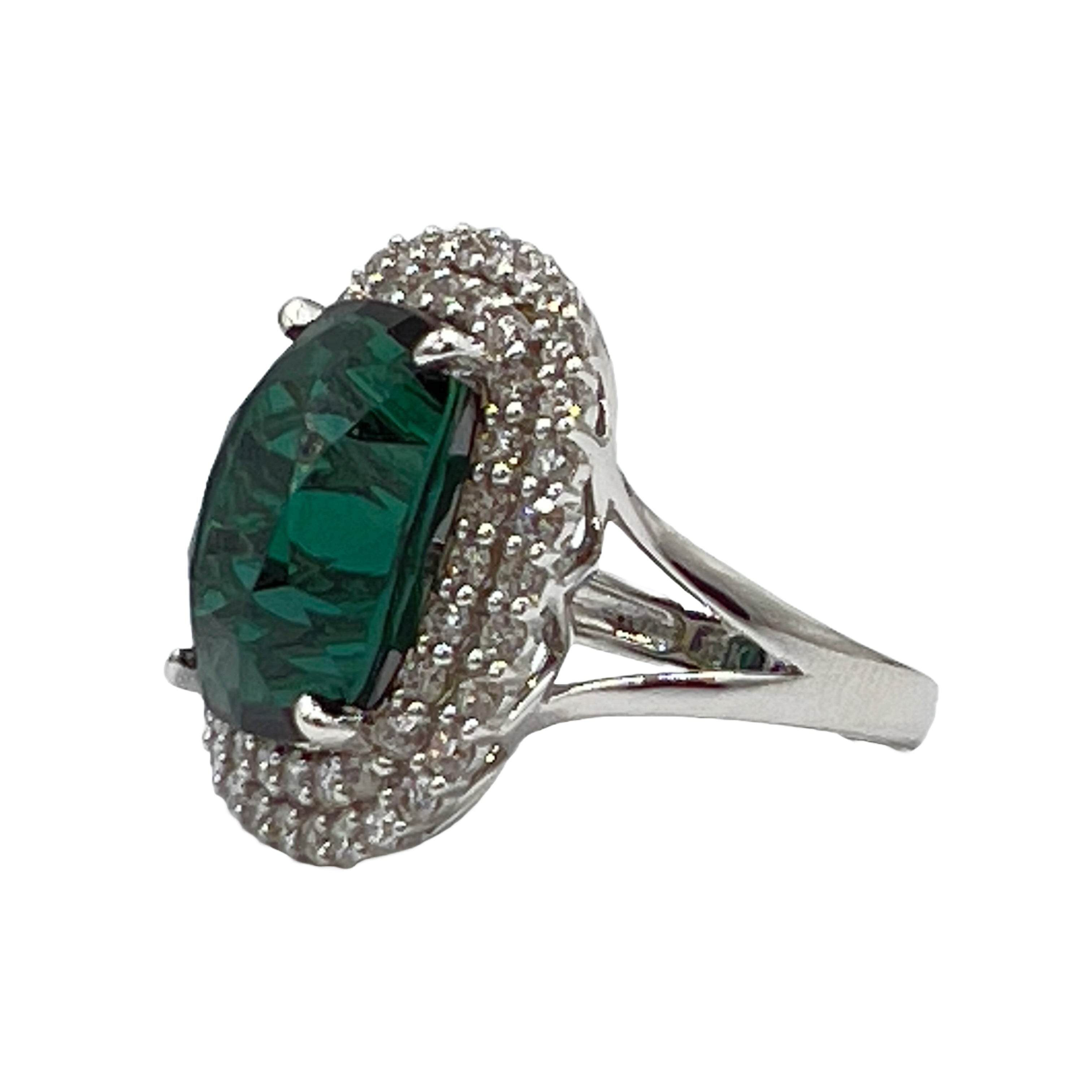 Handmade 18K White Gold Tourmaline Ring, 12.52ct