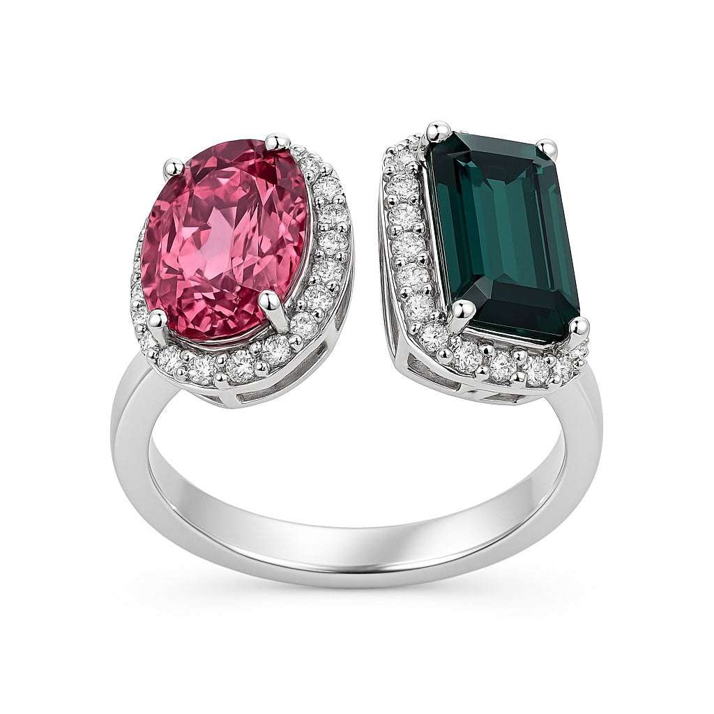 Handmade 18K White Gold Tourmaline Ring, 5.77ct