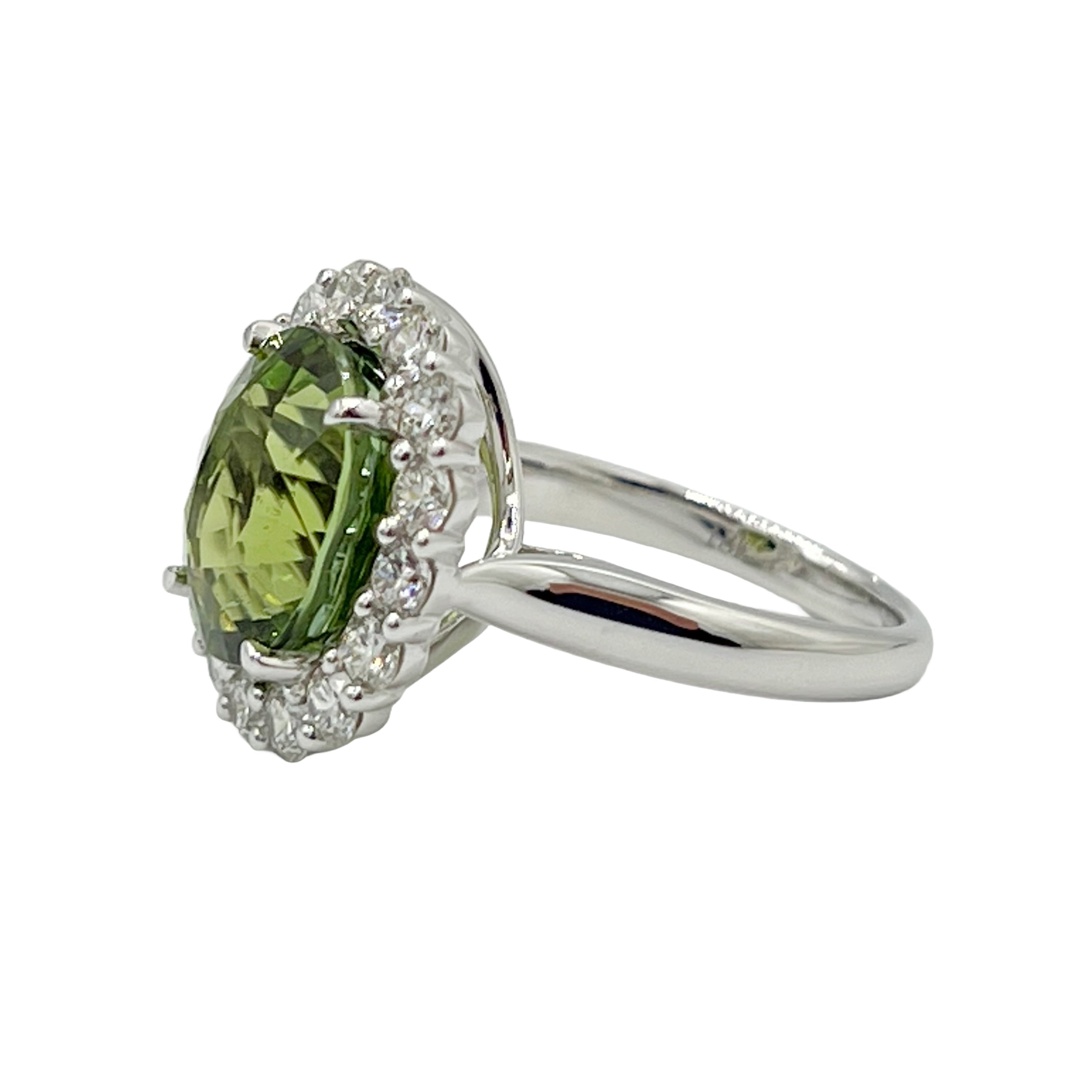 Handmade 18K White Gold Tourmaline Ring, 6.38ct