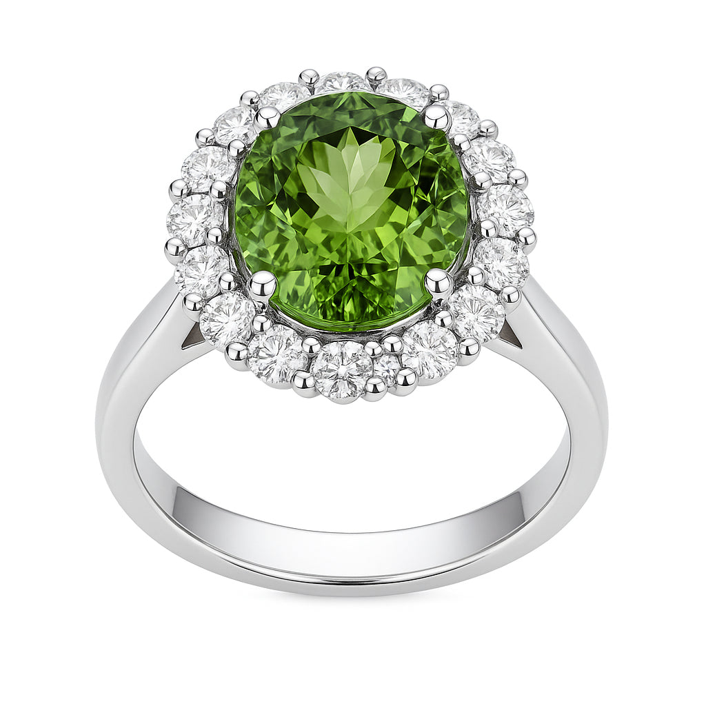 CR055599-GT - Ring 18KW/6.7G 1TOURM-5.10CT 16RD-1.26CT