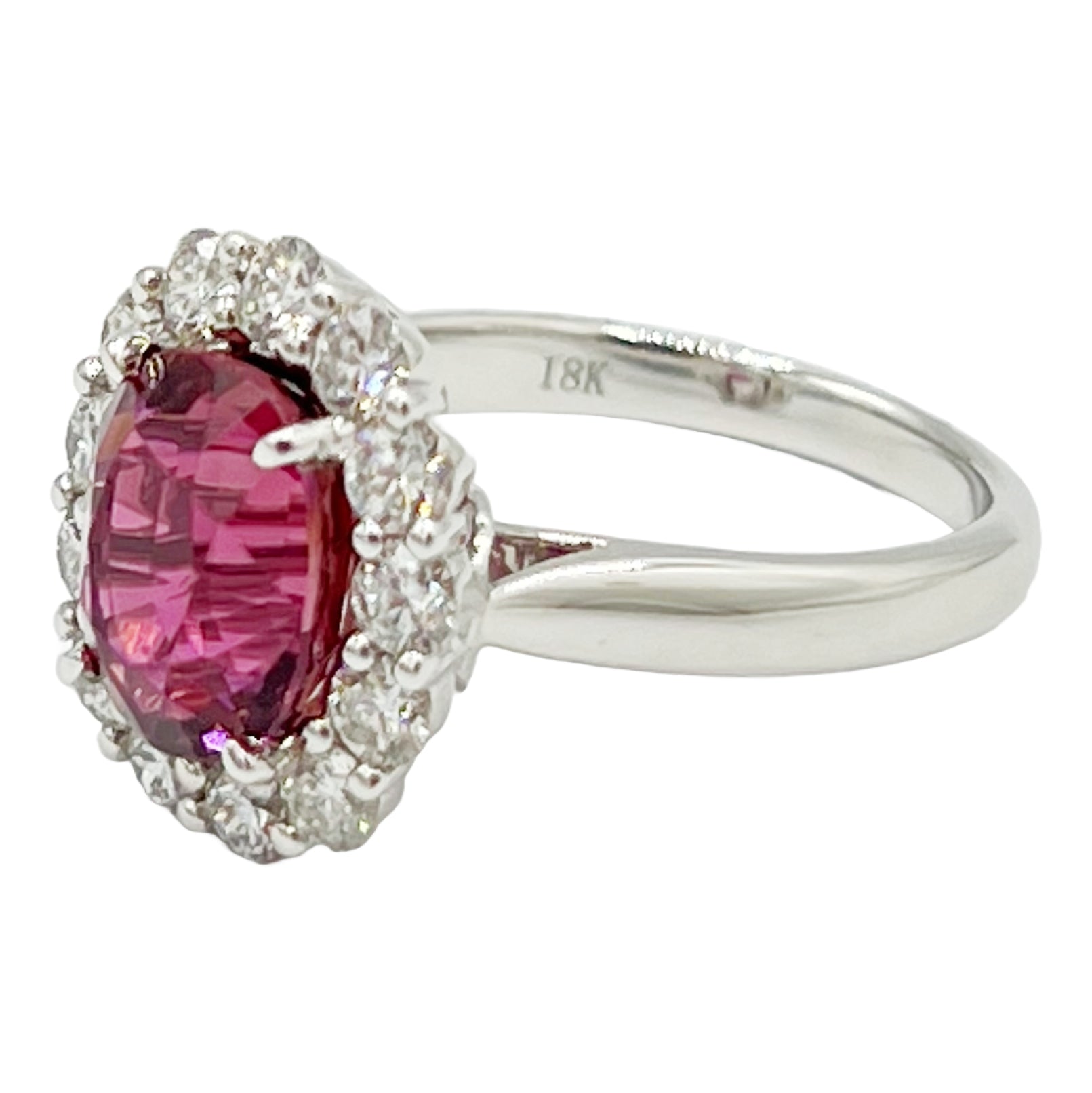 Handmade 18K White Gold Tourmaline Ring, 3.31ct