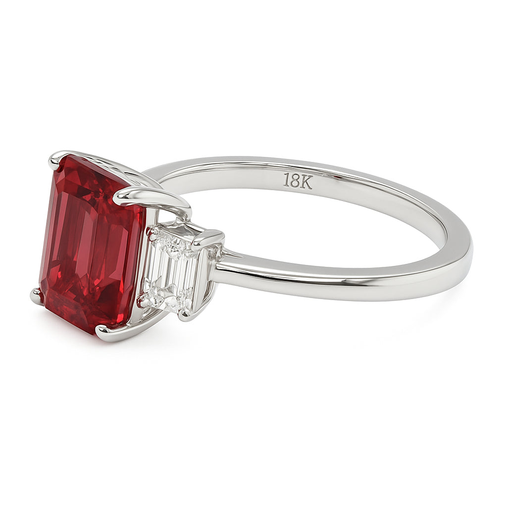 Handmade 18K White Gold Pink Tourmaline Ring, 3.19ct