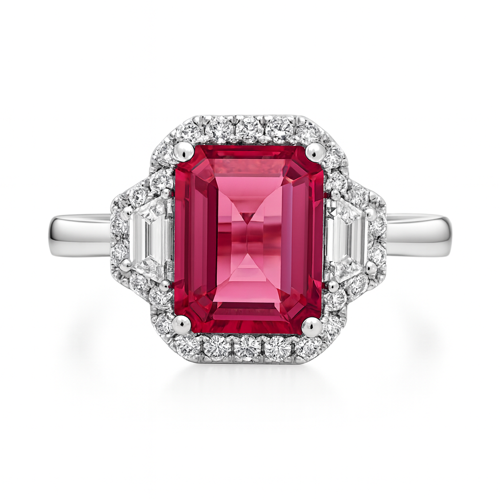 Handmade 18K White Gold Pink Tourmaline Ring, 2.64ct