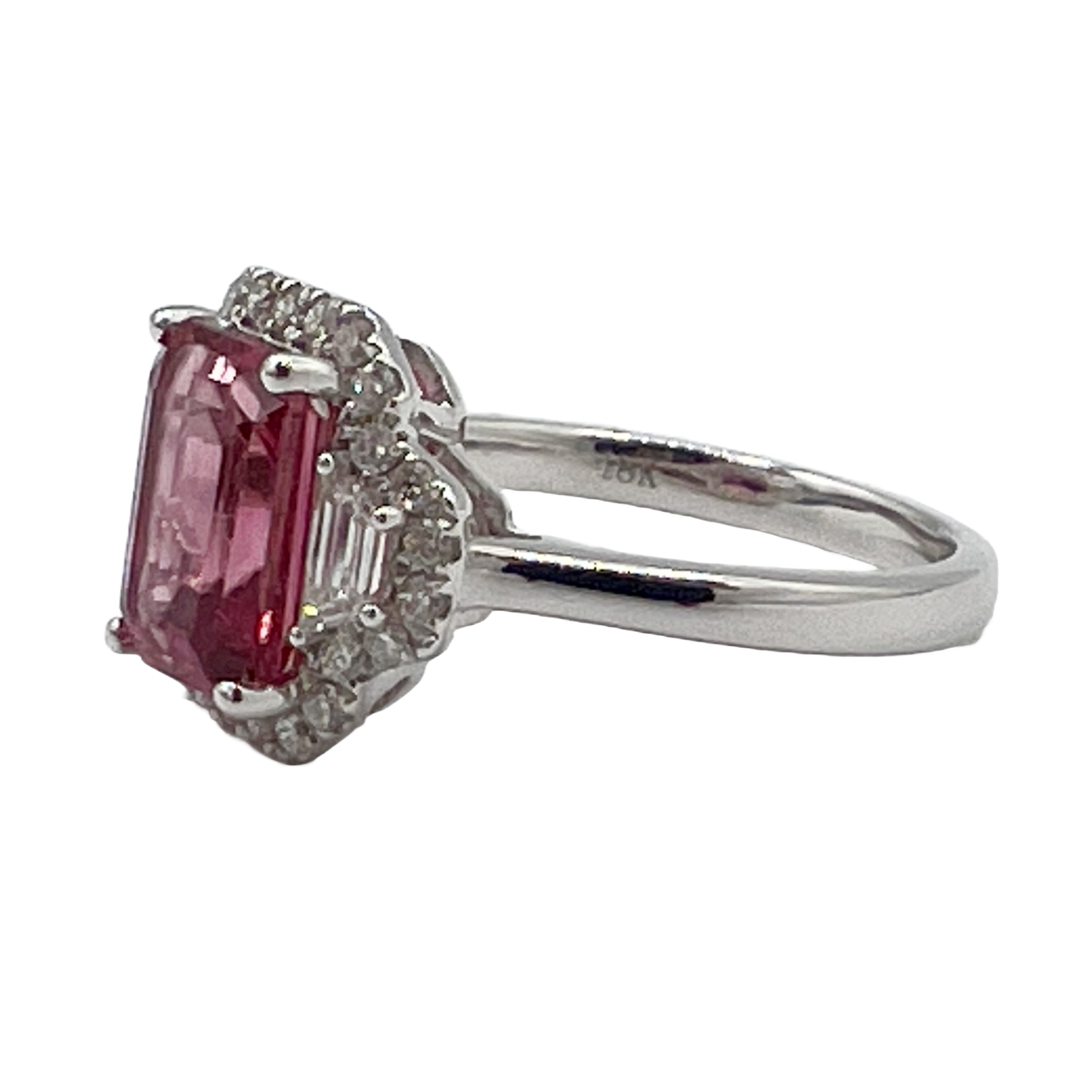 Handmade 18K White Gold Pink Tourmaline Ring, 2.64ct