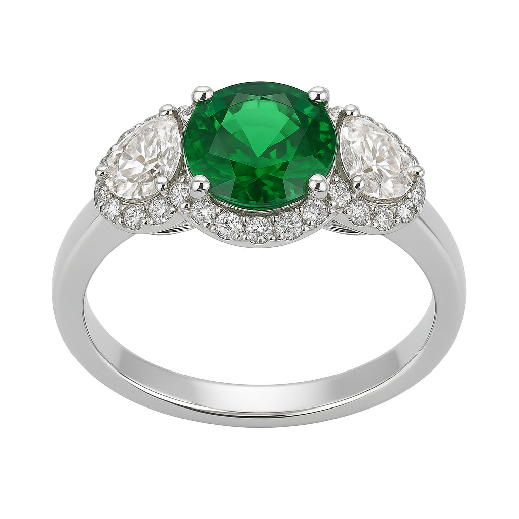 CR056425-TS - Ring 18KW/3.9G 1TSAV-1.13CT 2RD-0.84CT 32RD-0.23CT