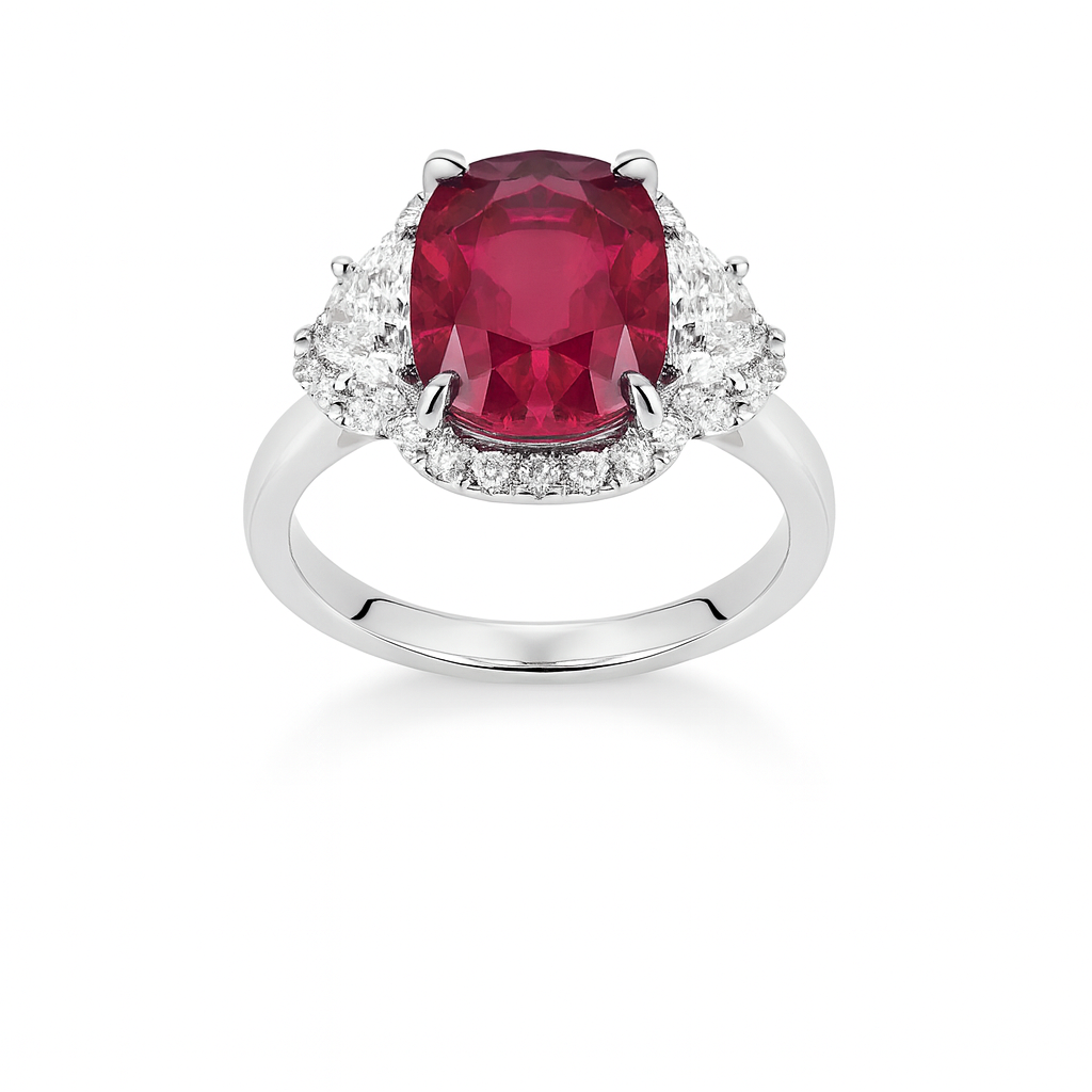 Handmade 18K White Gold Rubellite Ring, 4ct