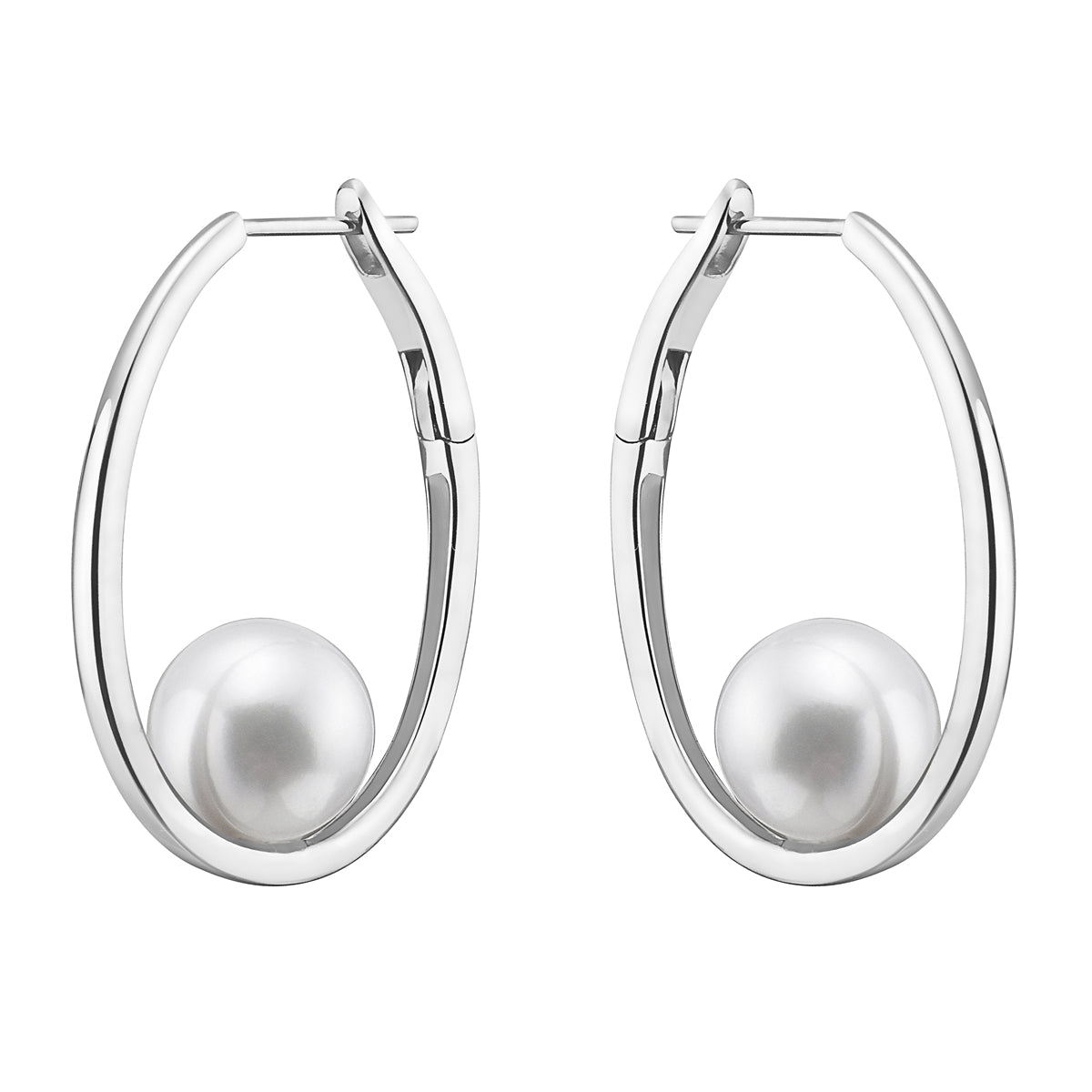 14K White Gold Freshwater Pearl Earrings, 10-11mm