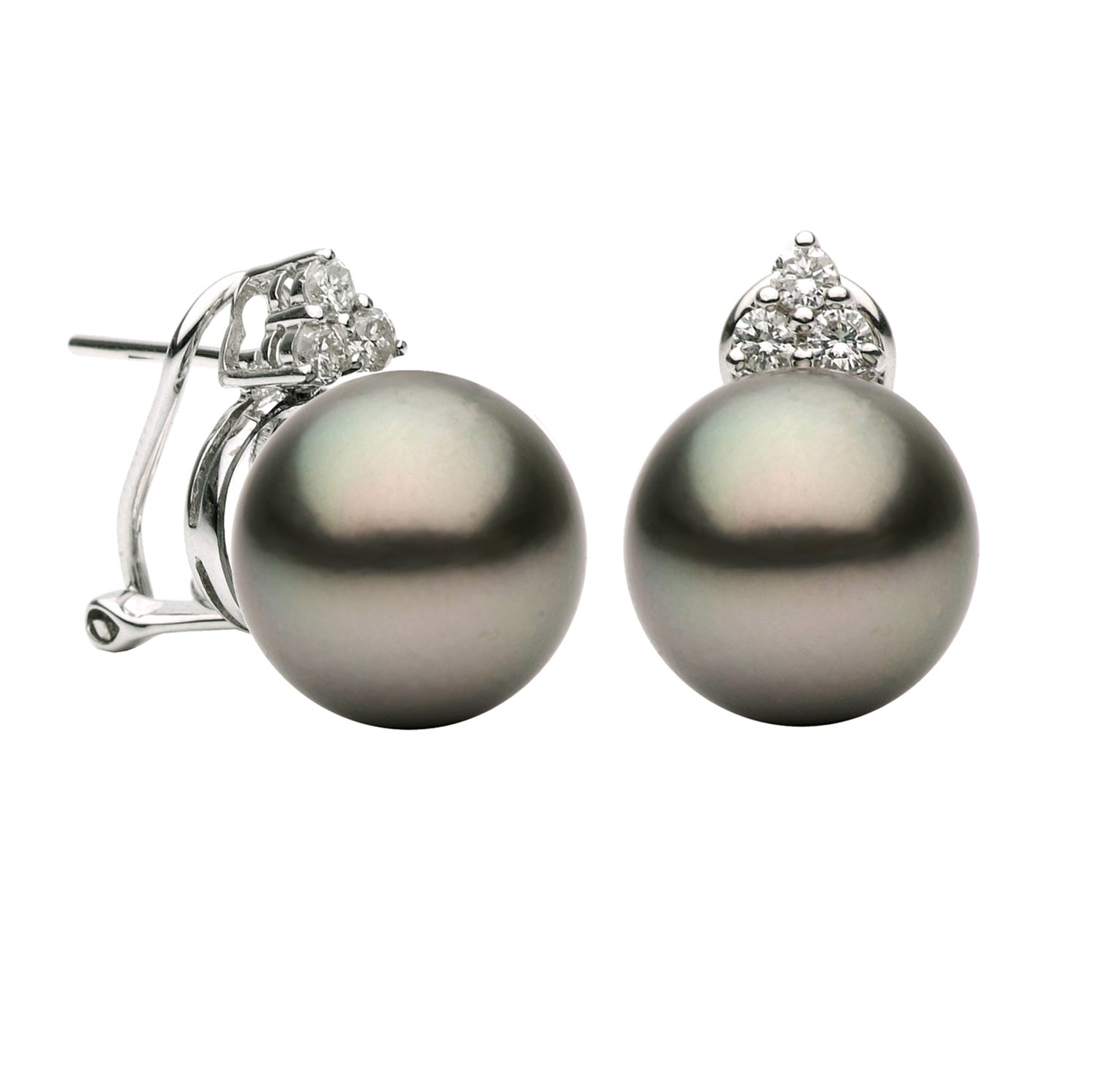 14KW Tahitian Pearl Earrings, 11-12mm