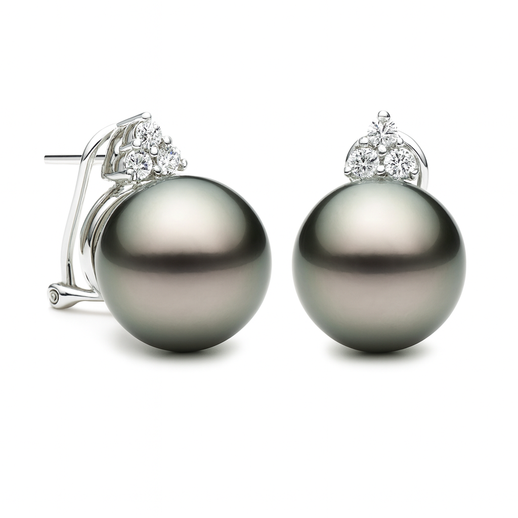 14KW Tahitian Pearl Earrings, 11-12mm