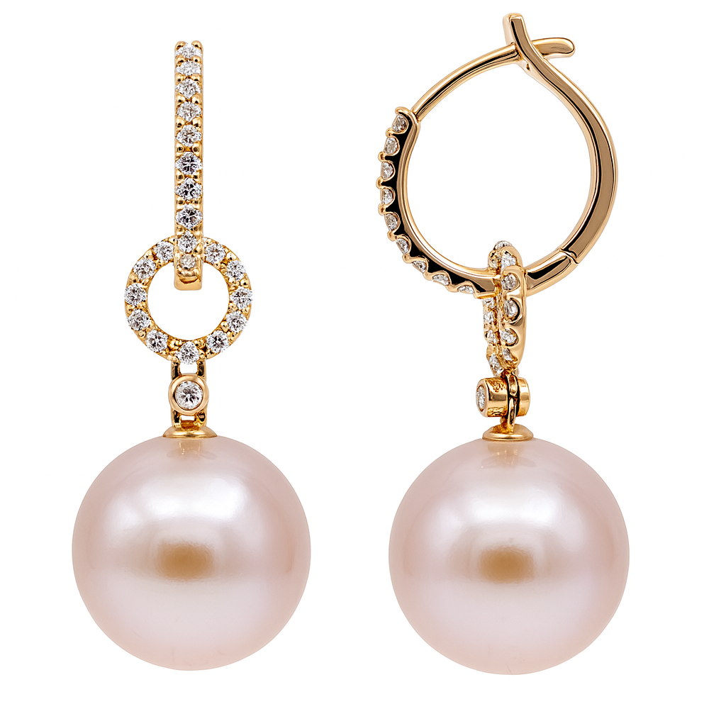18KR Freshwater Pearl Earrings, 11-12mm