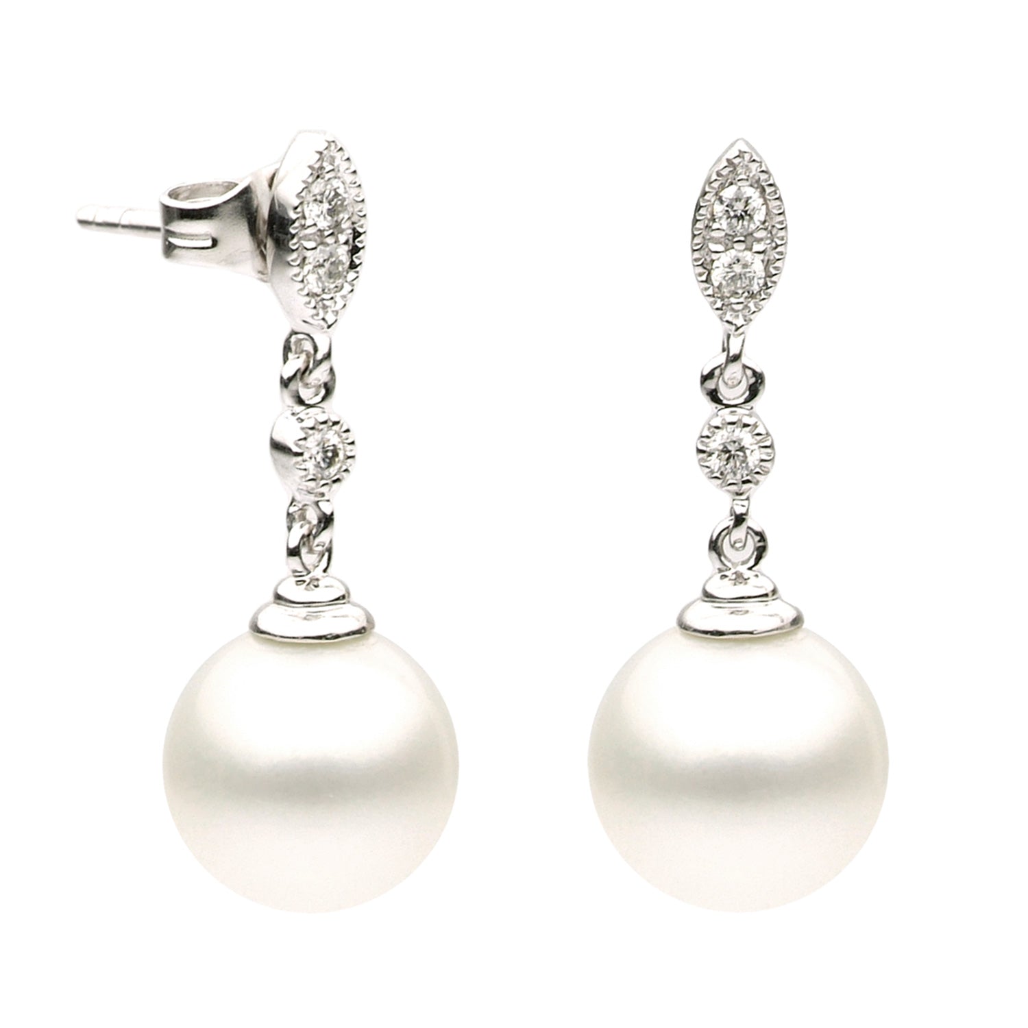 14KW Freshwater Pearl Earrings, 9-10mm