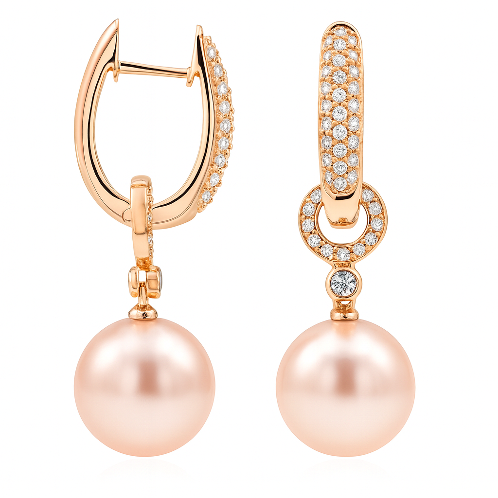 18KR Freshwater Pearl Earrings, 11-12mm