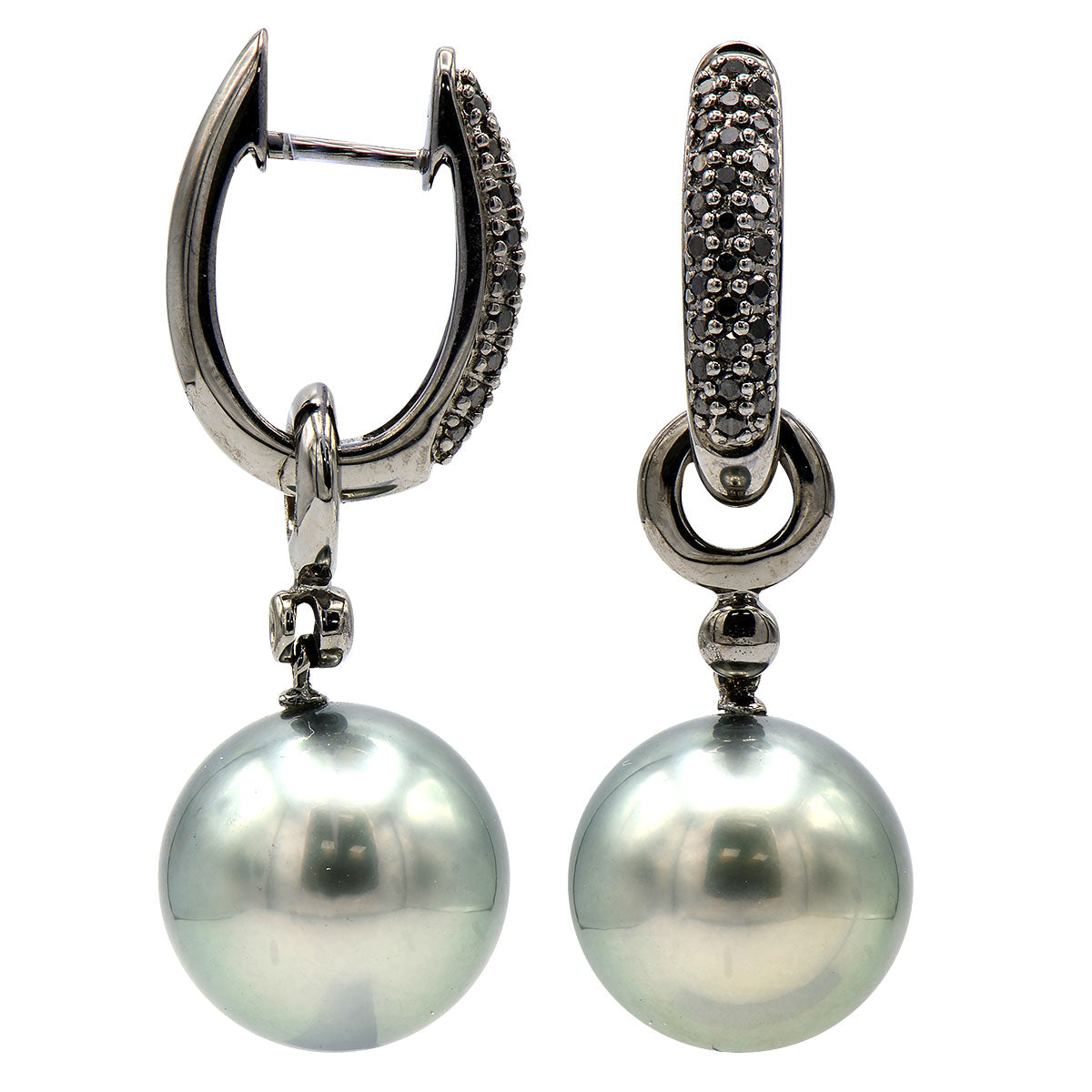 18K Yellow Gold South Sea Pearl Earrings, 12-13mm, 0.32ct