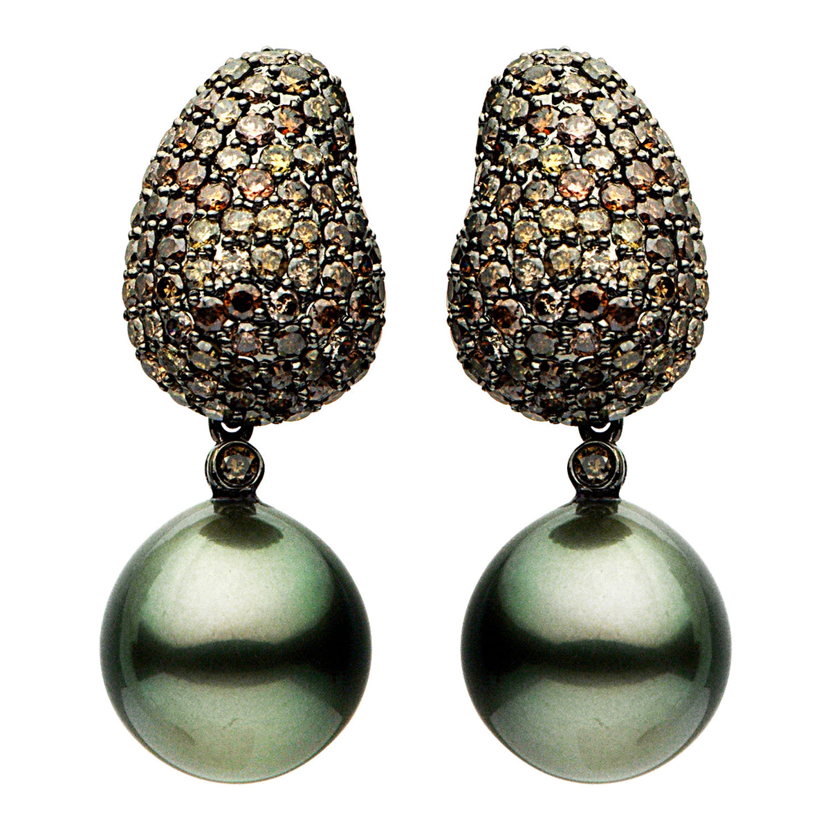 18KB Tahitian Pearl Earrings, 11-12mm, 2.65ct
