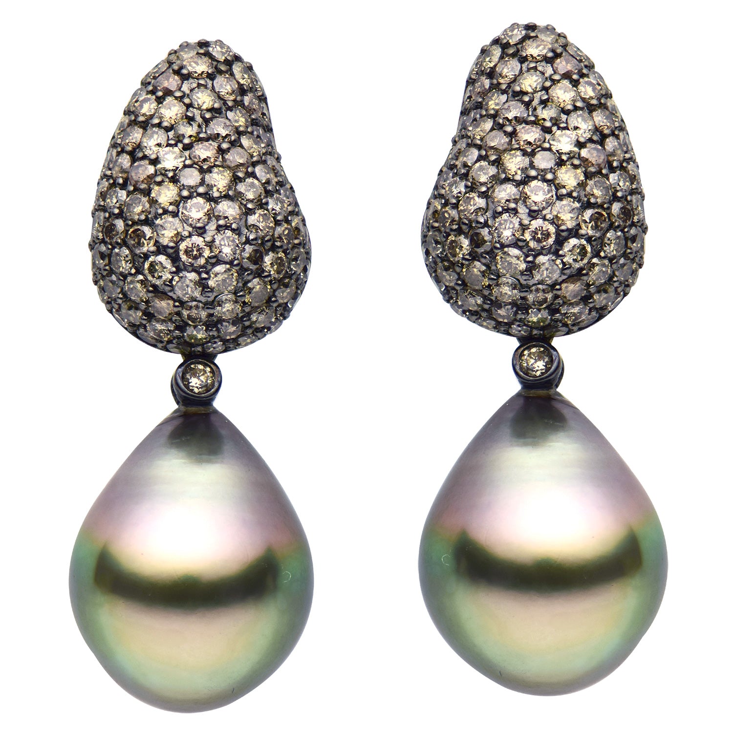 18KB Tahitian Pearl Earrings, 12-13mm